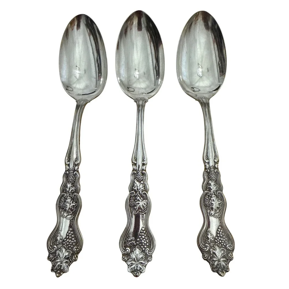 Moselle 1904 Antique Silverplate‎ Tablespoons Set 3 Floral Grape Pattern